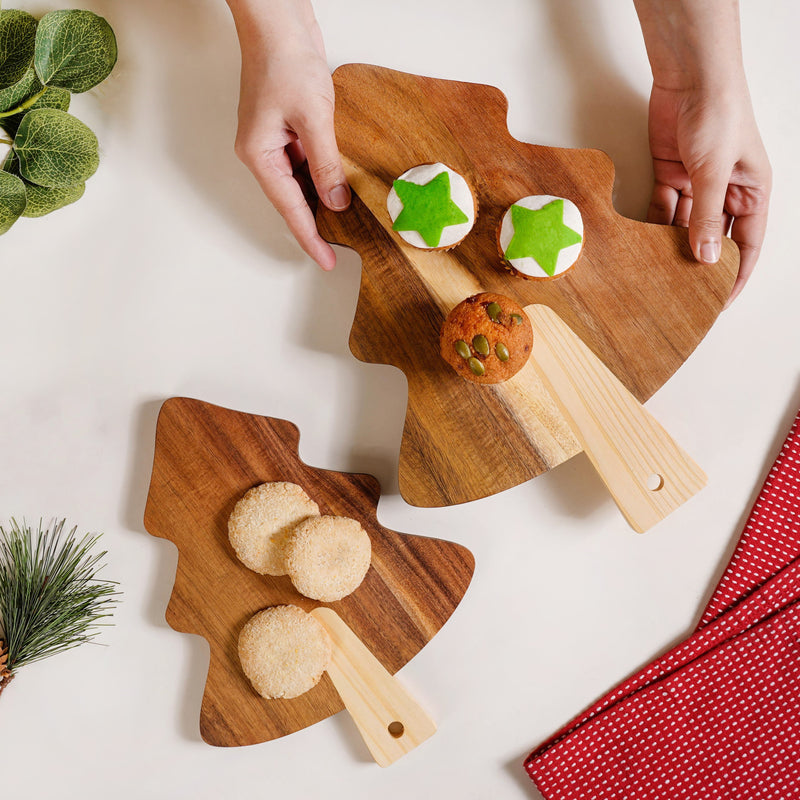 Xmas Tree Platter With Raffia Set Of 3