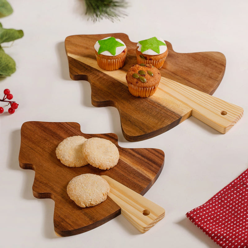 Xmas Tree Platter With Raffia Set Of 3