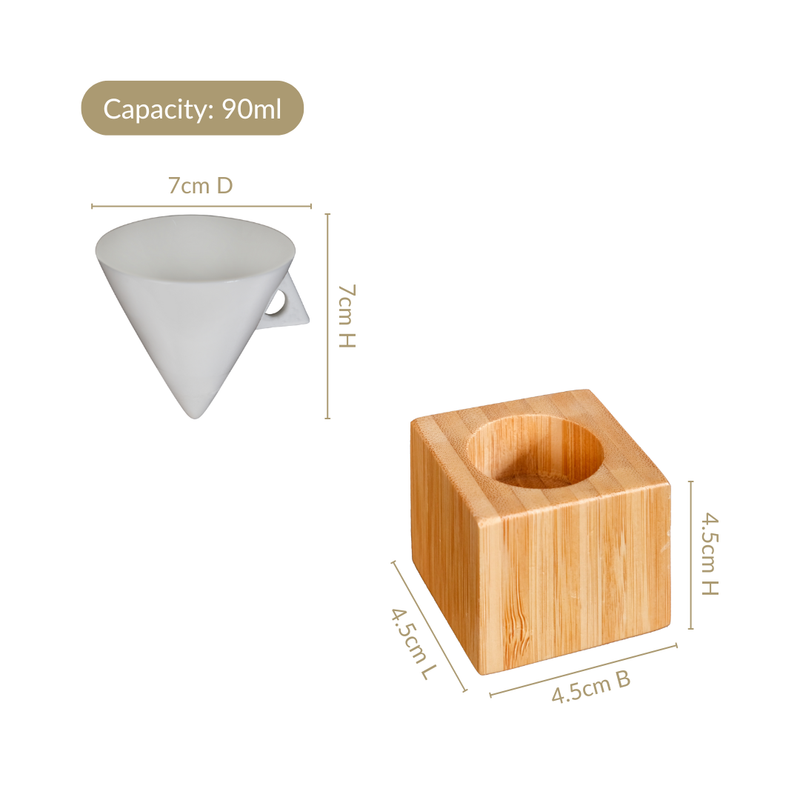 Conical Espresso Cup With Stand Set Of 6 90ml