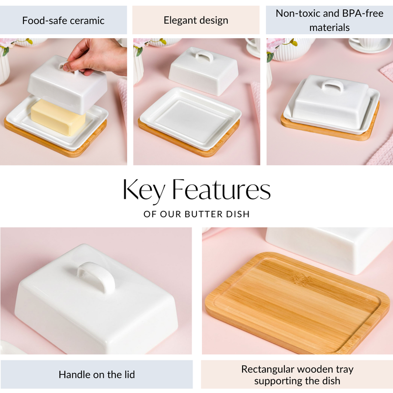Ceramic Butter Dish With Lid And Tray