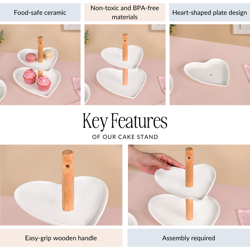 Heart Two Tier Ceramic Cake Stand