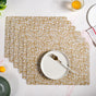 Yellow And White Intrecciato Weave Rectangular Table Mat Set Of 6