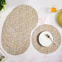 Yellow And White Intrecciato Weave Round Table Mat Set Of 6