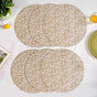 Yellow And White Intrecciato Weave Round Table Mat Set Of 6