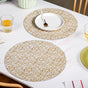 Yellow And White Intrecciato Weave Round Table Mat Set Of 6