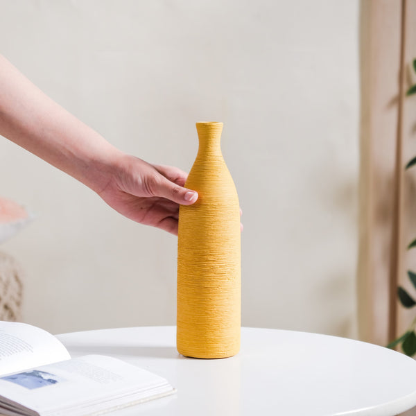 Yellow Textured Ceramic Vase