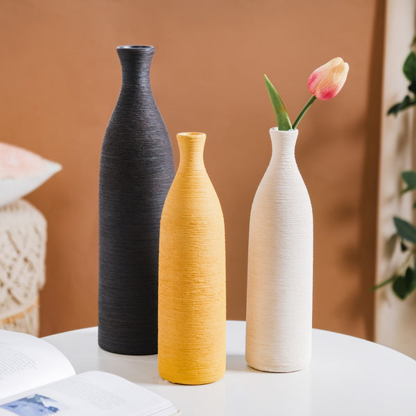 Yellow Textured Ceramic Vase