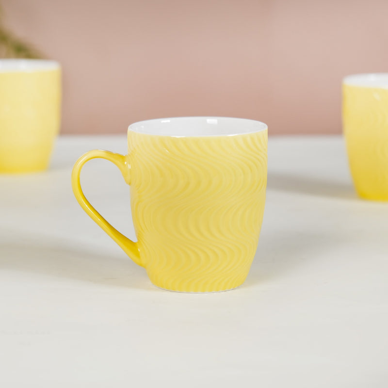 Yellow Swirl Cup for Tea Set of 6 230ml - Tea cup set, tea cups, coffee mugs, ceramic mug set, ceramic tea cups, tea cup set of 6