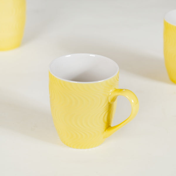Wave Art Cup for Tea Set of 6 Yellow 230ml