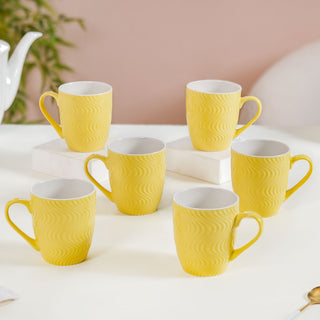 Yellow Swirl Cup for Tea Set of 6 230ml