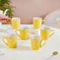 Yellow Swirl Cup for Tea Set of 6 230ml - Tea cup set, tea cups, coffee mugs, ceramic mug set, ceramic tea cups, tea cup set of 6