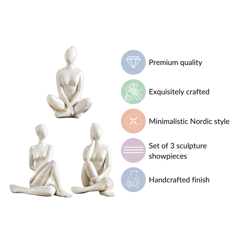Yoga Woman Sculpture Showpieces Set Of 3