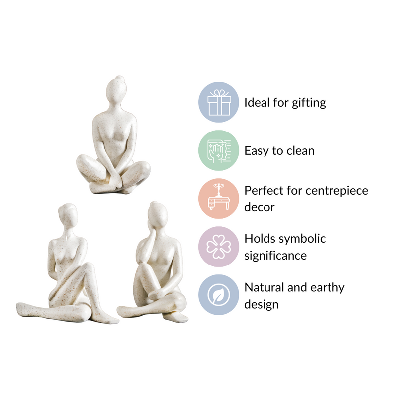 Yoga Woman Sculpture Showpieces Set Of 3