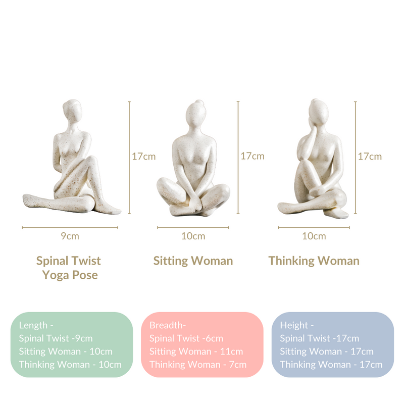 Yoga Woman Sculpture Showpieces Set Of 3