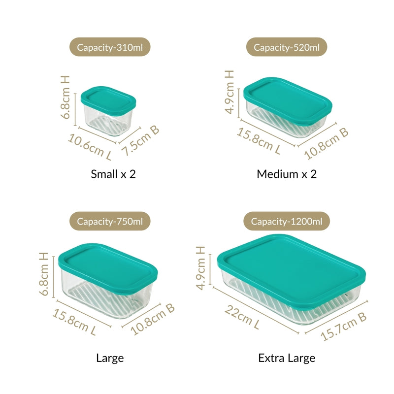 Groovo Airtight Containers For Food Storage Set Of 6 S 310ml M 520ml L 750ml XL 1200ml