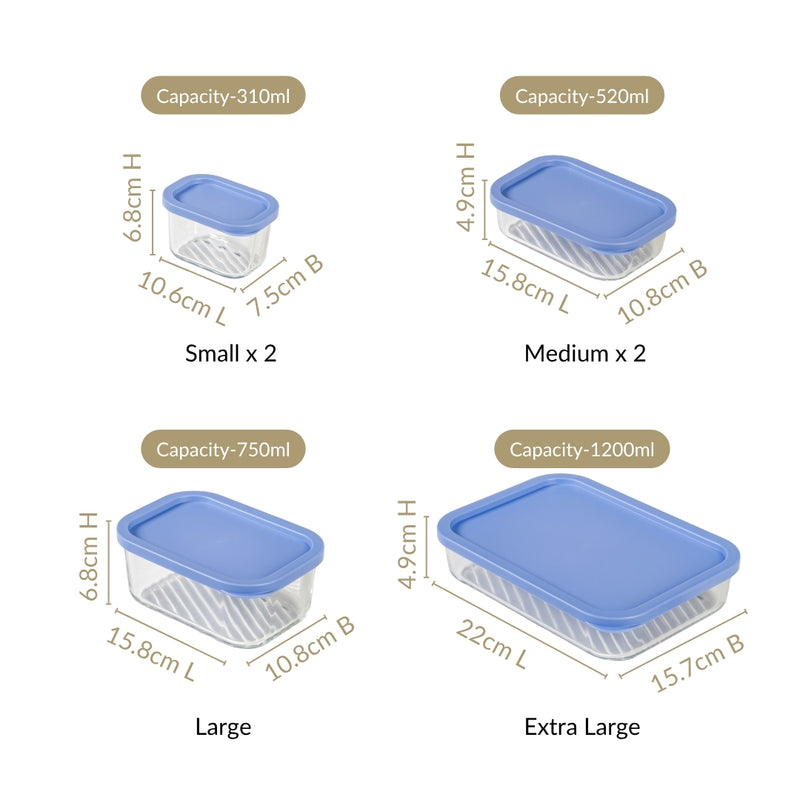 Groovo Transparent Airtight Storage Containers Set Of 6 S 310ml M 520ml L 750ml XL 1200ml