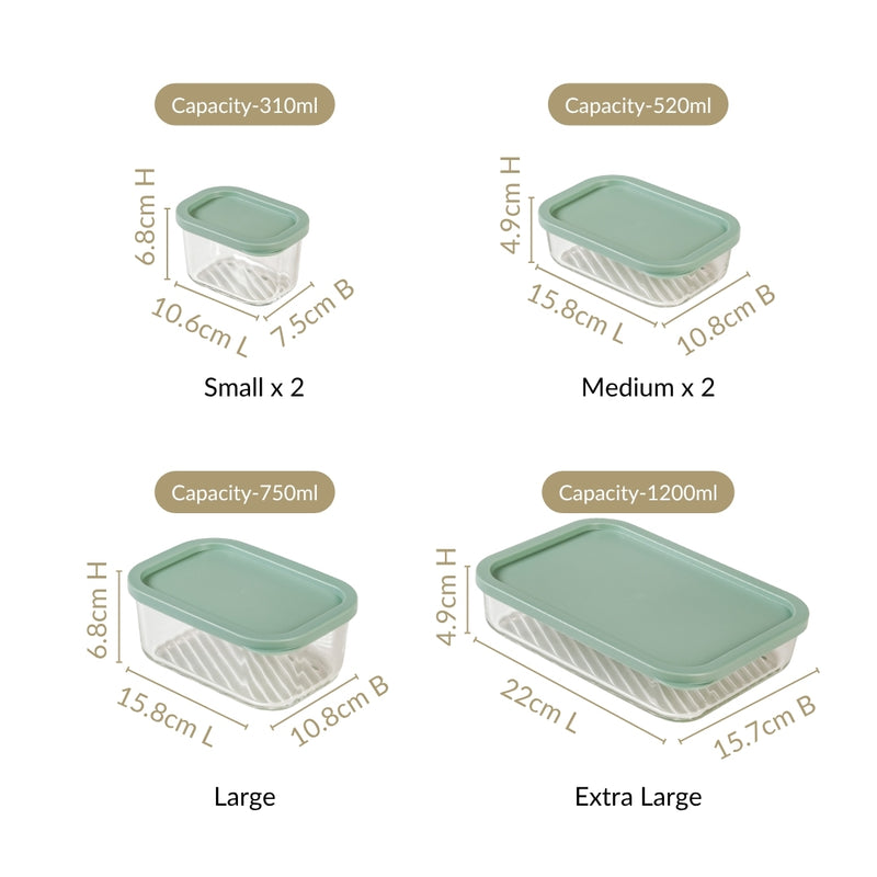 Groovo Multipurpose Glass Storage Containers Set Of 6 S 310ml M 520ml L 750ml XL 1200ml
