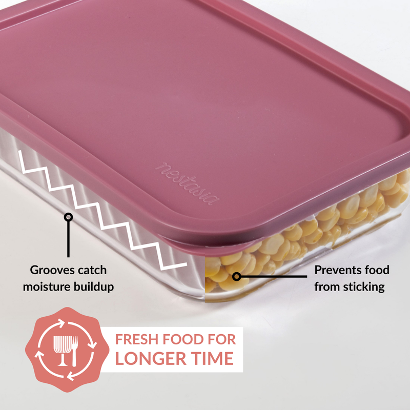 Groovo Storage Containers With Lid Set Of 5 310ml 750ml 1200ml Mauve