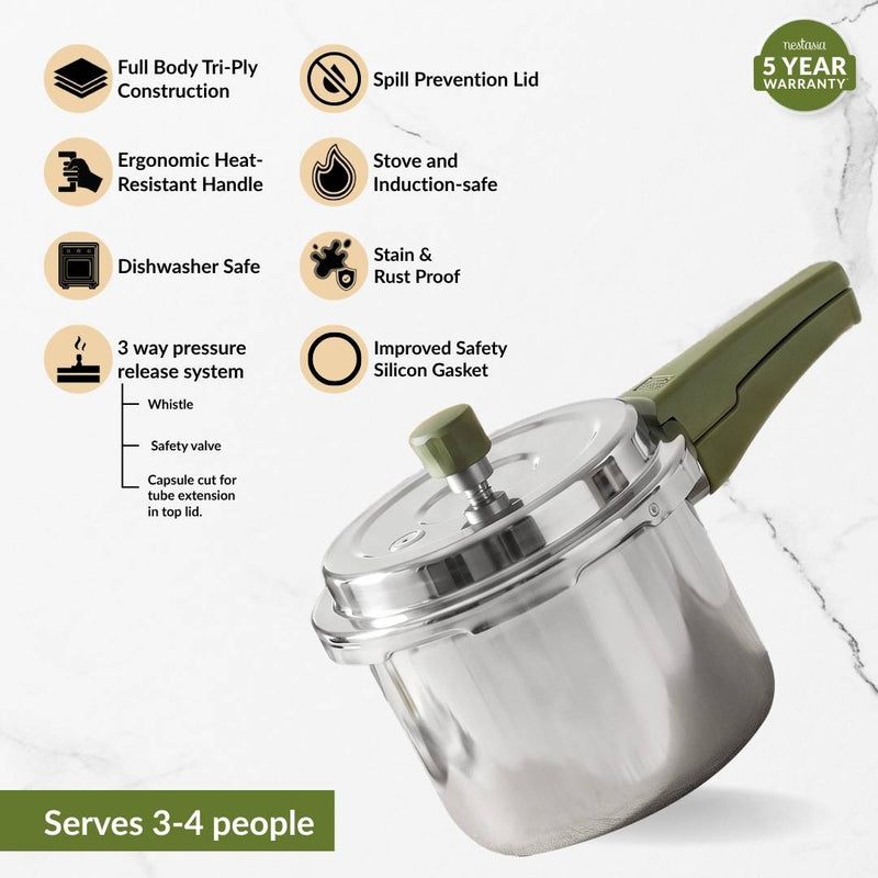 Zesta Induction Safe Triply SS Pressure Cooker 3 Litre With Spill Control Lid