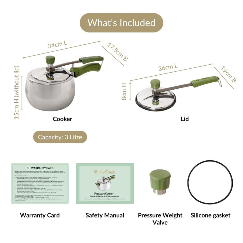 Zesta Induction Safe Triply Stainless Steel Pressure Cooker 3 Litre