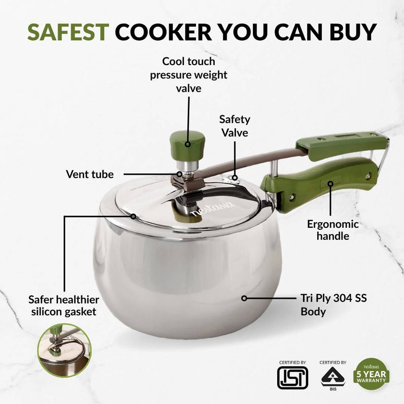 Zesta Induction Safe Triply Stainless Steel Pressure Cooker 3 Litre