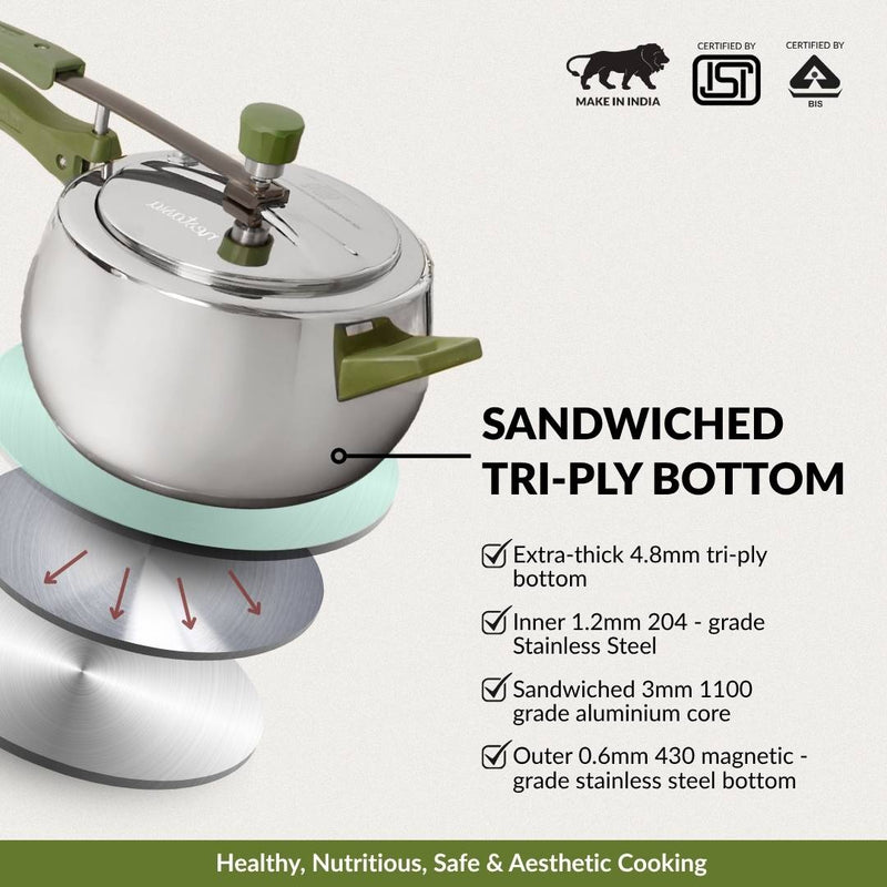 Zesta Stainless Steel Induction Bottom Pressure Cooker 5 Litre 5 Y Warranty