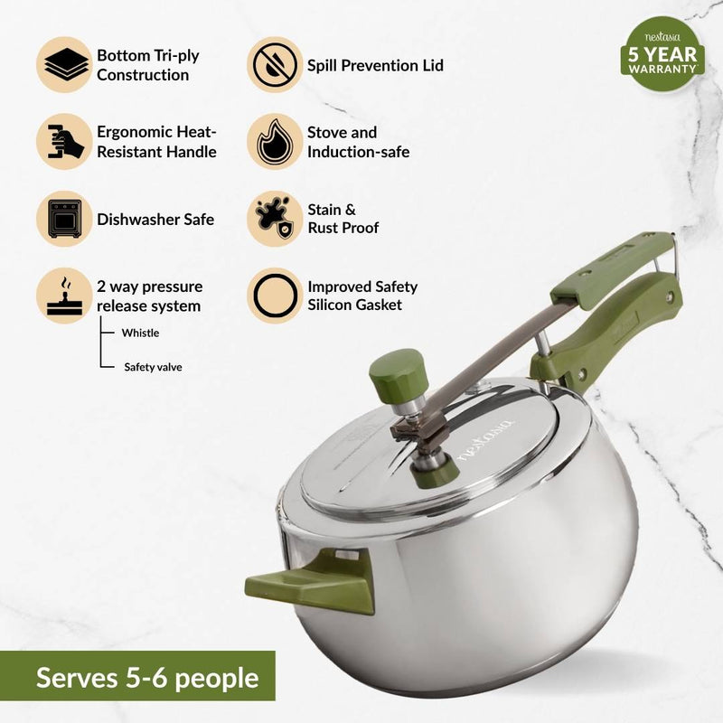 Zesta Stainless Steel Induction Bottom Pressure Cooker 5 Litre 5 Y Warranty