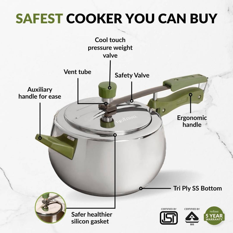 Zesta Stainless Steel Induction Bottom Pressure Cooker 5 Litre 5 Y Warranty