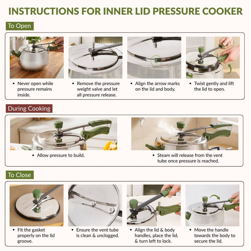 Zesta Stainless Steel Induction Bottom Pressure Cooker 5 Litre 5 Y Warranty