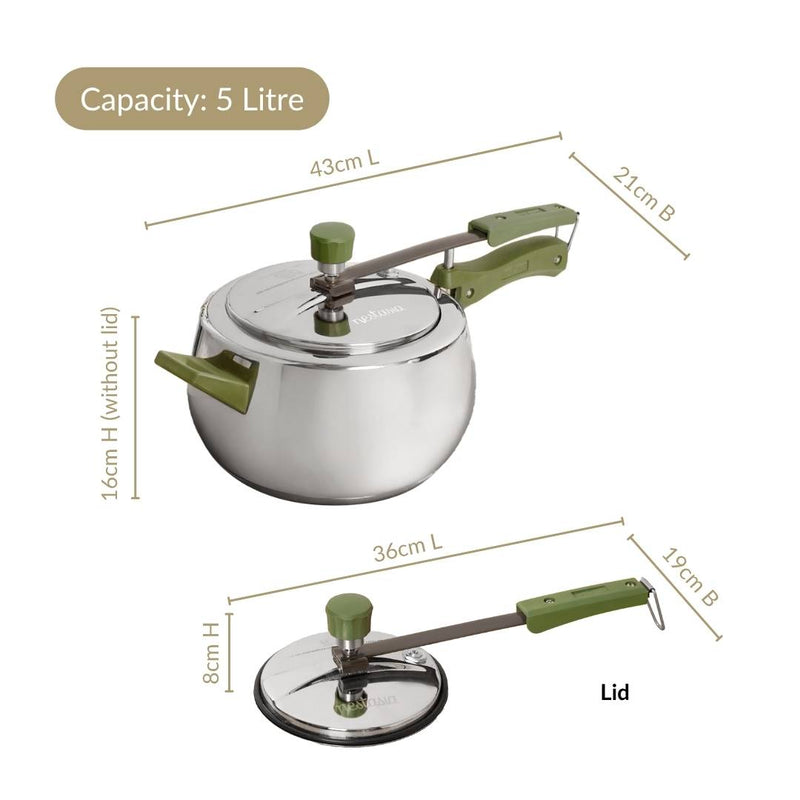 Zesta Stainless Steel Induction Bottom Pressure Cooker 5 Litre 5 Y Warranty