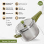 Zesta Triply Stainless Steel Induction Safe Pressure Cooker 5 Litre Spill Safe Lid
