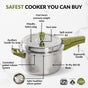 Zesta Triply Stainless Steel Induction Safe Pressure Cooker 5 Litre Spill Safe Lid