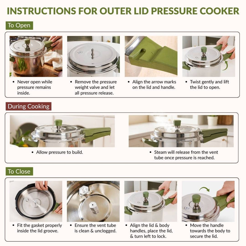 Zesta Triply Stainless Steel Induction Safe Pressure Cooker 5 Litre Spill Safe Lid