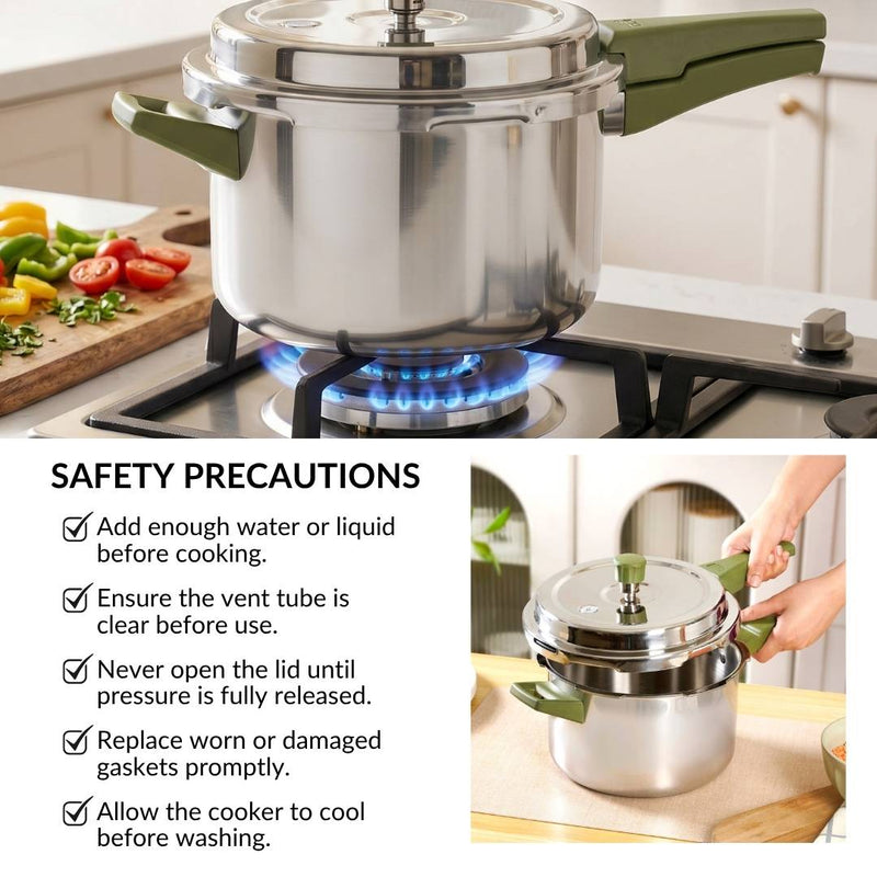 Zesta Triply Stainless Steel Induction Safe Pressure Cooker 5 Litre Spill Safe Lid