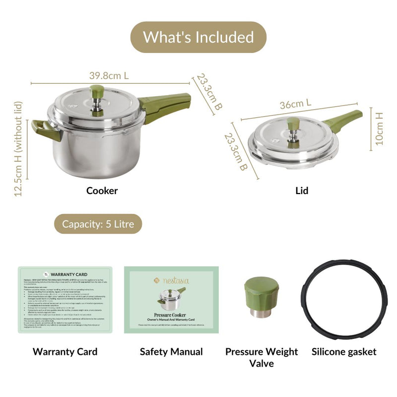Zesta Triply Stainless Steel Induction Safe Pressure Cooker 5 Litre Spill Safe Lid
