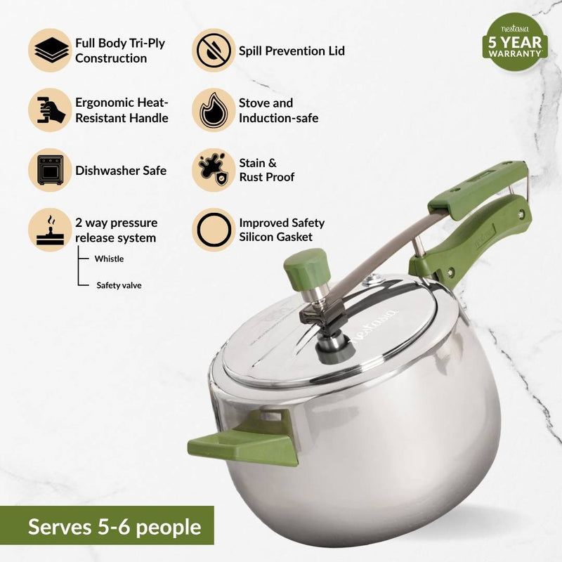Zesta Triply Stainless Steel Inner Lid Induction Safe Pressure Cooker 5 Litre