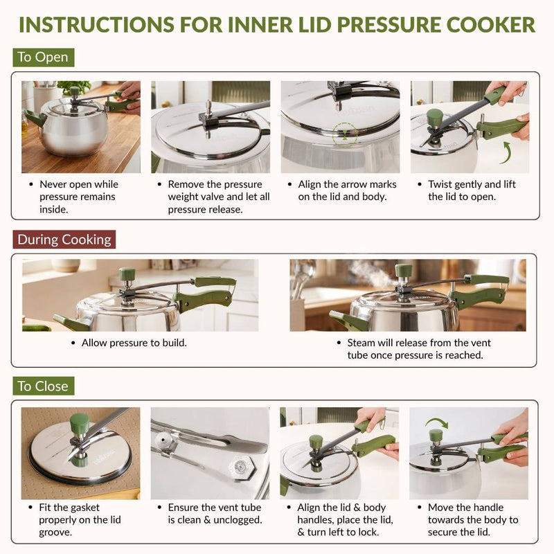 Zesta Triply Stainless Steel Inner Lid Induction Safe Pressure Cooker 5 Litre