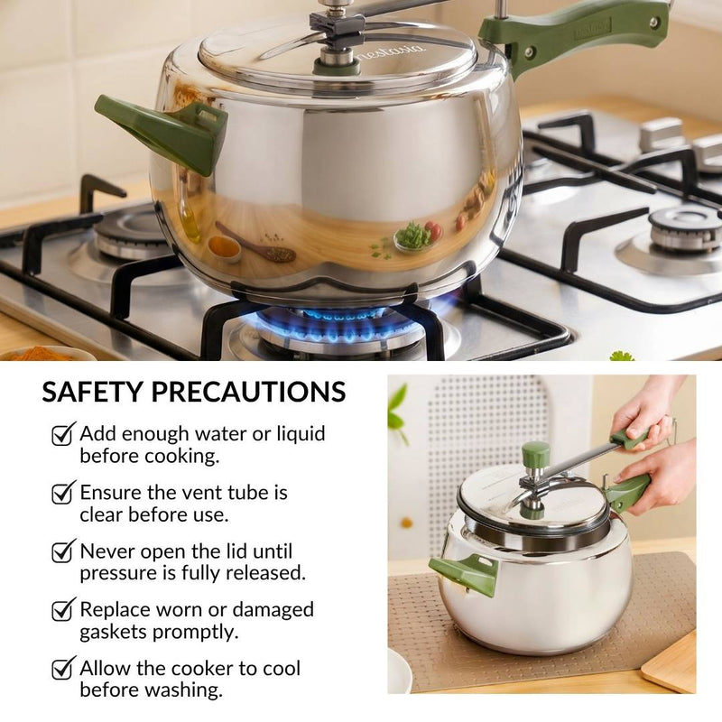 Zesta Triply Stainless Steel Inner Lid Induction Safe Pressure Cooker 5 Litre