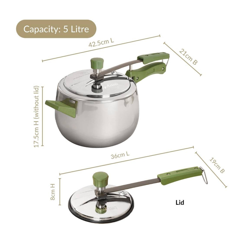 Zesta Triply Stainless Steel Inner Lid Induction Safe Pressure Cooker 5 Litre