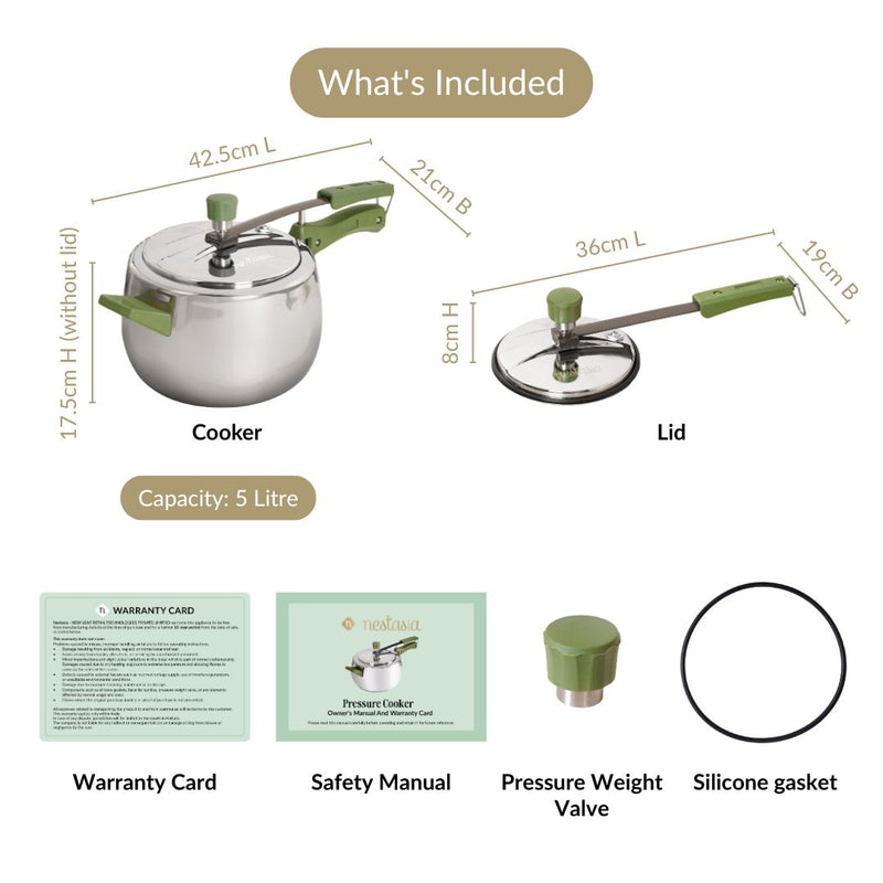 Zesta Triply Stainless Steel Inner Lid Induction Safe Pressure Cooker 5 Litre