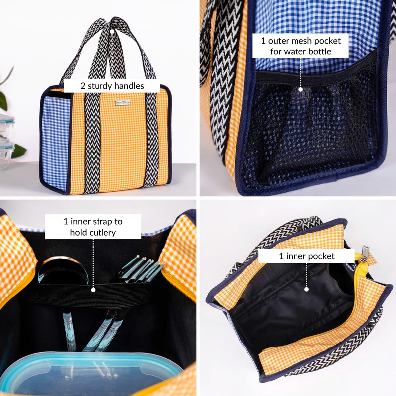 Zesty Gingham Lunch Bag Yellow