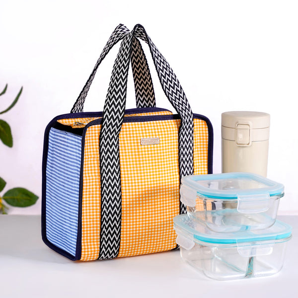 Zesty Checkered Lunch Bag Yellow