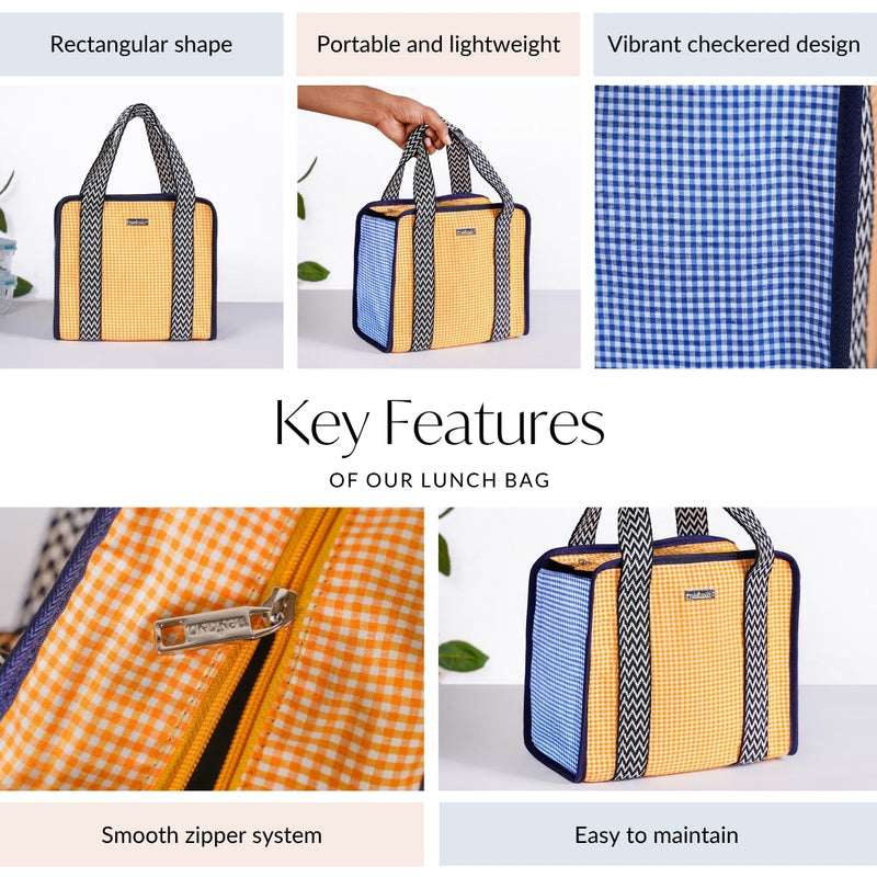 Zesty Gingham Lunch Bag Yellow