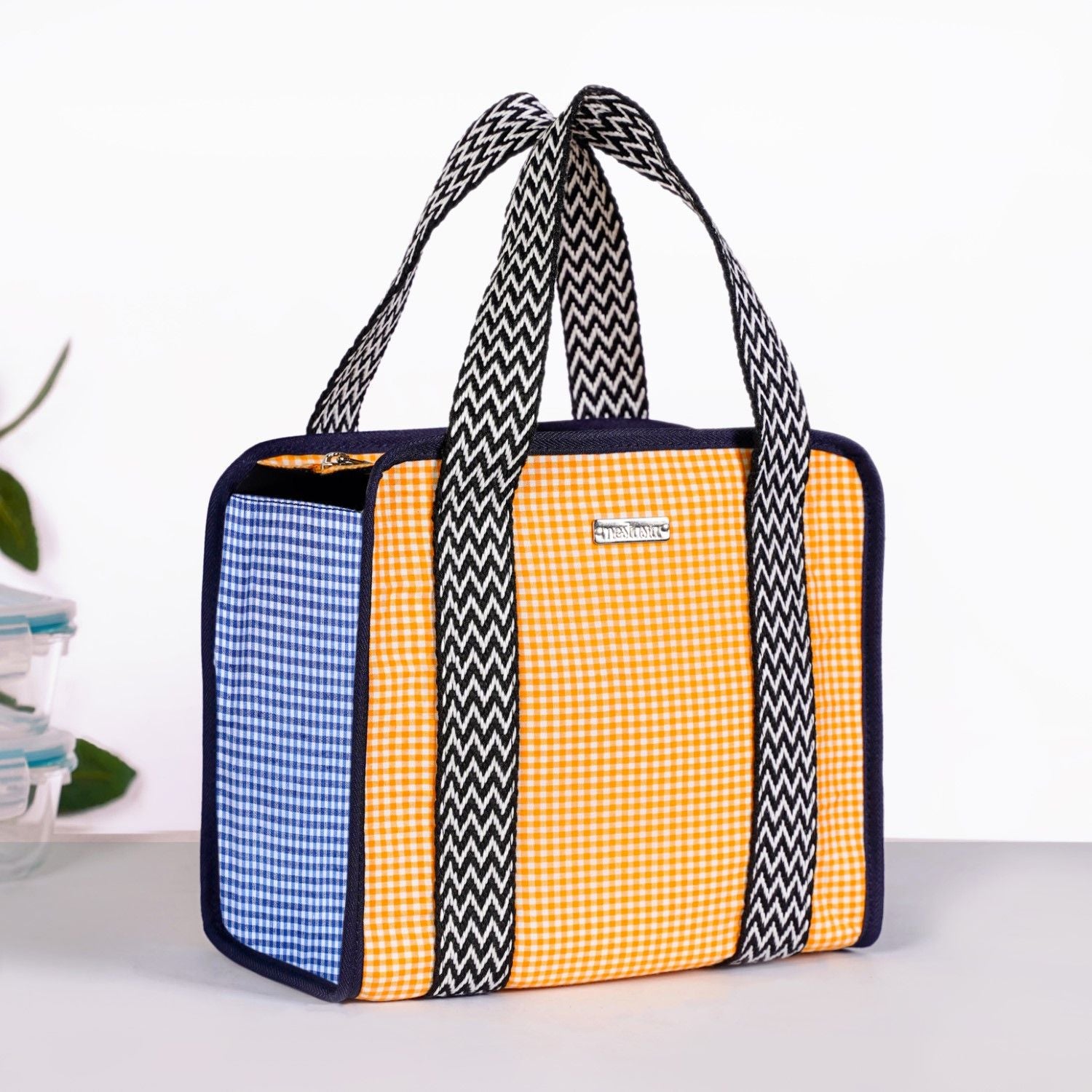 Zesty Checkered Lunch Bag Yellow