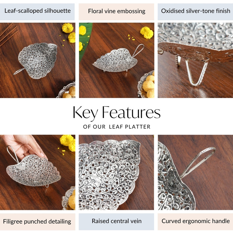 Aaradhya Silver Leaf Platter