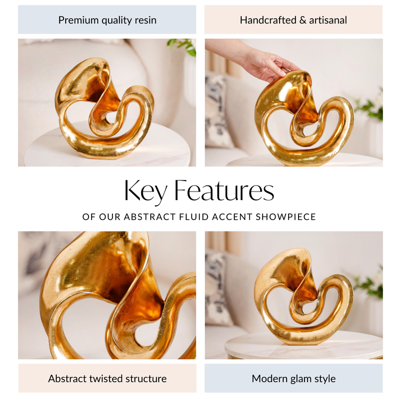 Abstract Fluid Accent Showpiece Gold- Metal showpiece, gold showpiece, abstract showpiece