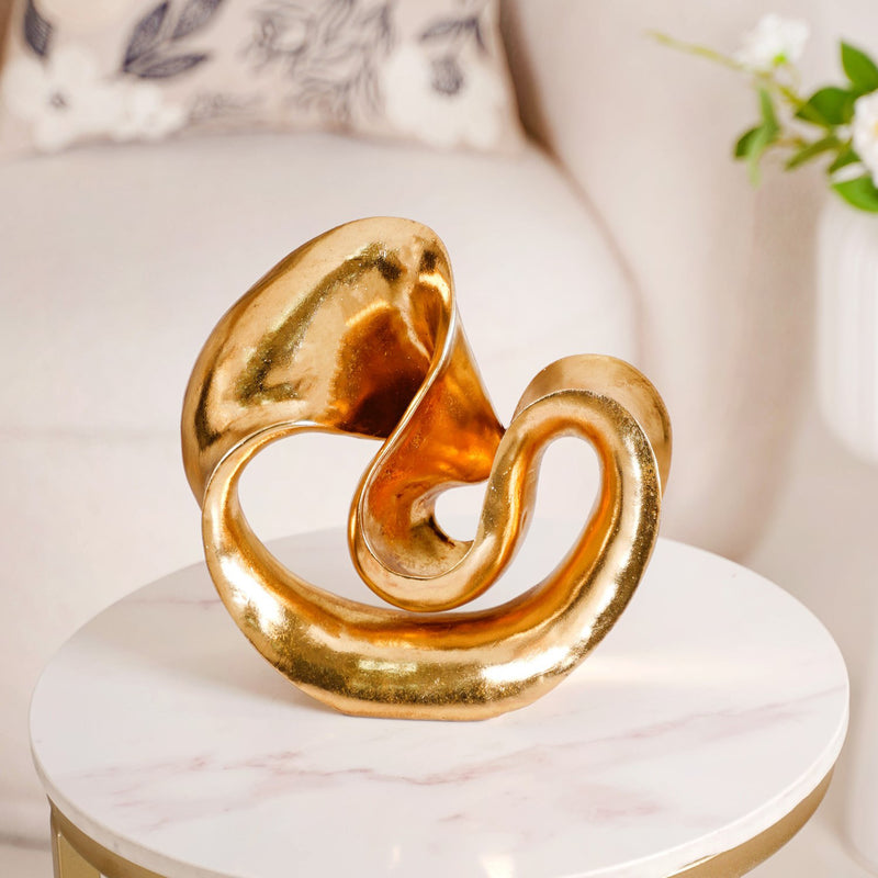 Abstract Fluid Accent Showpiece Gold- Metal showpiece, gold showpiece, abstract showpiece
