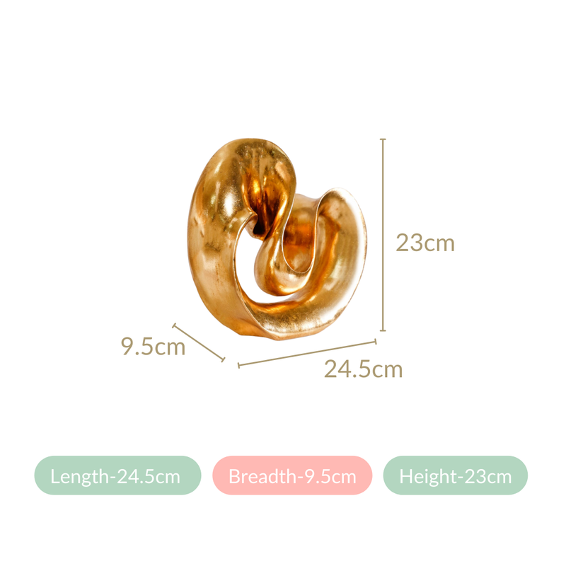 Abstract Fluid Accent Showpiece Gold- Metal showpiece, gold showpiece, abstract showpiece