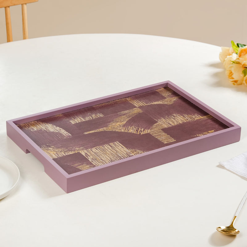 Modern Abstract Art Tray Set Of 2 Purple