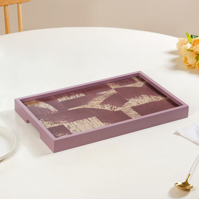 Modern Abstract Art Tray Set Of 2 Purple
